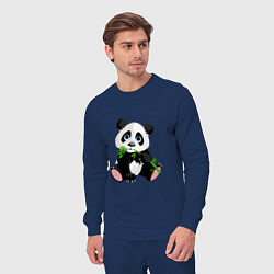 Костюм хлопковый мужской Панда кушает тростник, цвет: тёмно-синий — фото 2