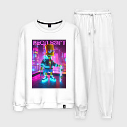 Костюм хлопковый мужской Neon Bart - with skateboard ai art fantasy, цвет: белый