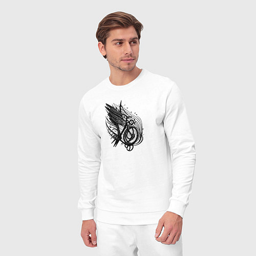 Мужской костюм Абстрактный велосипед тату / Белый – фото 3