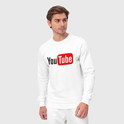 Костюм хлопковый мужской You tube logo, цвет: белый — фото 2