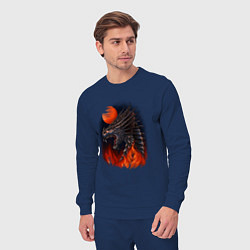 Костюм хлопковый мужской Огненный дракон хамелеон, цвет: тёмно-синий — фото 2