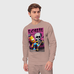 Костюм хлопковый мужской Bart Simpson and skateboard - extreme, цвет: пыльно-розовый — фото 2