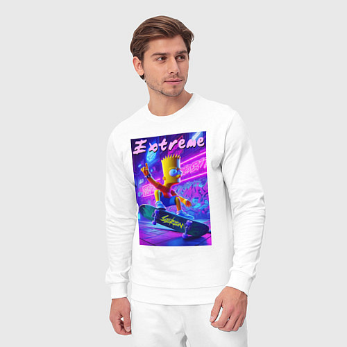 Мужской костюм Bart Simpson on a skateboard - extreme ai art / Белый – фото 3