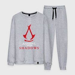 Костюм хлопковый мужской Assassins creed shadows logo, цвет: меланж