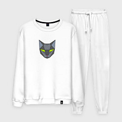 Костюм хлопковый мужской Геометрический кот, цвет: белый