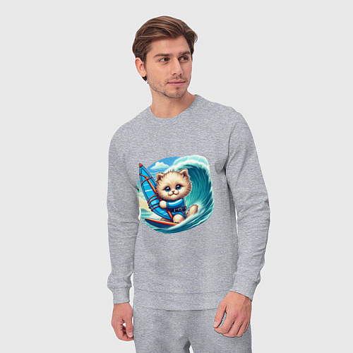 Мужской костюм Котик и виндсерфинг / Меланж – фото 3