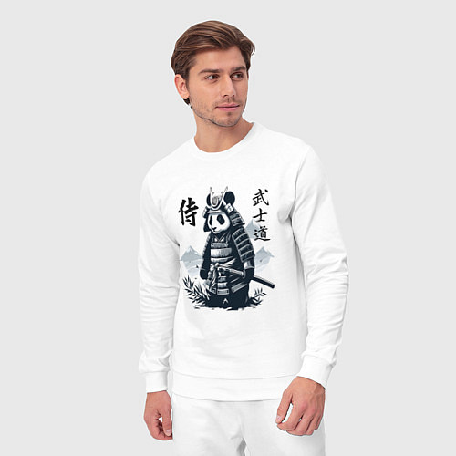 Мужской костюм Panda samurai - bushido ai art fantasy / Белый – фото 3