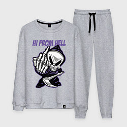Костюм хлопковый мужской Смерть - привет из ада, цвет: меланж
