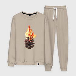 Костюм хлопковый мужской Шишка горит, цвет: миндальный