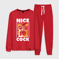 Костюм хлопковый мужской Nice cock, цвет: красный