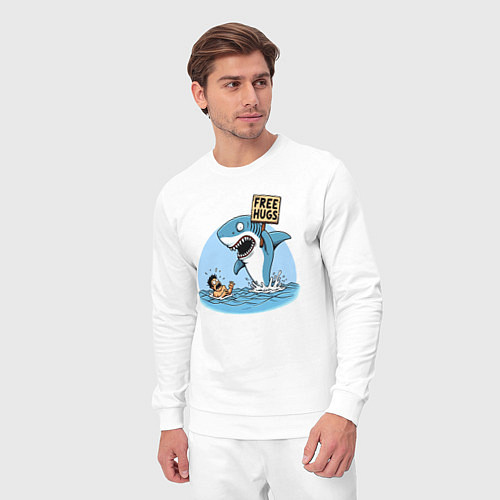Мужской костюм Free hugs - shark / Белый – фото 3