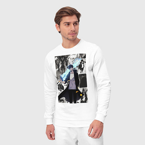 Мужской костюм Поднятие уровня в одиночку Джину Сон охотник колла / Белый – фото 3