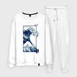 Костюм хлопковый мужской Серфинг - большая волна в Канагаве, цвет: белый