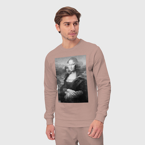 Мужской костюм Черная-белая Мона Лиза с глюками / Пыльно-розовый – фото 3