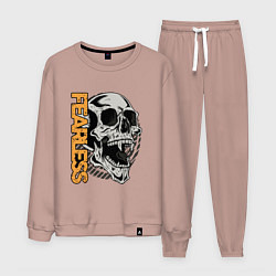 Костюм хлопковый мужской Череп с клыками, цвет: пыльно-розовый