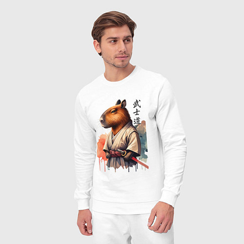 Мужской костюм Capybara samurai - ai art fantasy / Белый – фото 3