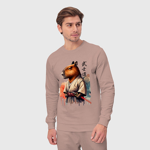 Мужской костюм Capybara samurai - ai art fantasy / Пыльно-розовый – фото 3