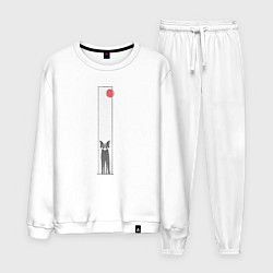 Костюм хлопковый мужской Хитрая лиса в рамке, цвет: белый