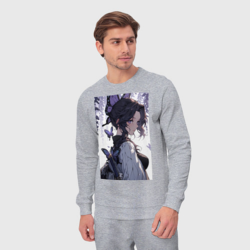 Мужской костюм Клинок, рассекающий демонов Синобу Котё бабочка / Меланж – фото 3