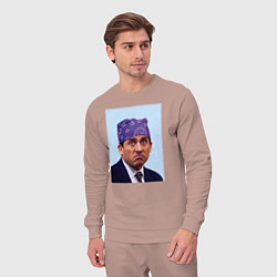 Костюм хлопковый мужской Michael Scott - Prison mike the office meme, цвет: пыльно-розовый — фото 2