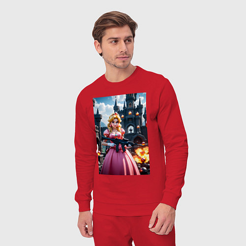 Мужской костюм Принцесса Пич с автоматом / Красный – фото 3