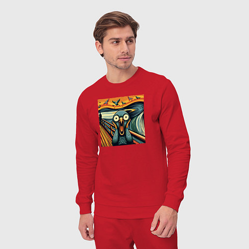 Мужской костюм Голубь пародия на крик Мунка / Красный – фото 3