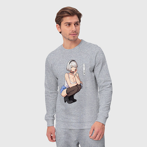 Мужской костюм Современная 2b - Nier automata / Меланж – фото 3