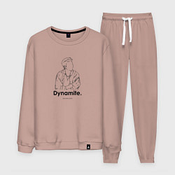 Костюм хлопковый мужской BTS Dynamite RM, цвет: пыльно-розовый