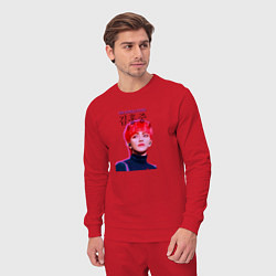 Костюм хлопковый мужской Kim Hong Joong Ateez, цвет: красный — фото 2