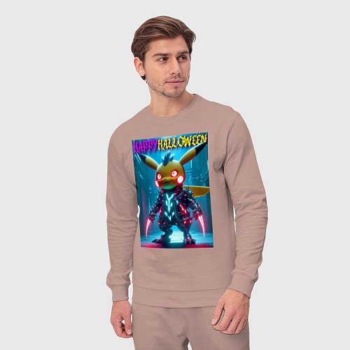 Мужской костюм Cyber Pikachu - happy halloween / Пыльно-розовый – фото 3