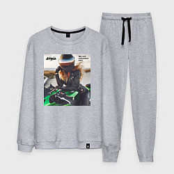 Мужской костюм Девушка на мотоцикле Kawasaki ninja- память