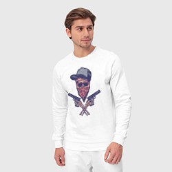 Костюм хлопковый мужской Gangsta skull, цвет: белый — фото 2