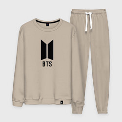 Костюм хлопковый мужской BTS знак, цвет: миндальный