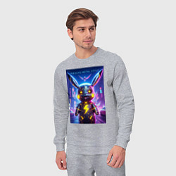 Костюм хлопковый мужской Cyber Pikachu - metal style neon glow, цвет: меланж — фото 2