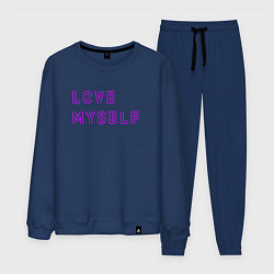 Костюм хлопковый мужской Надпись love myself BTS, цвет: тёмно-синий