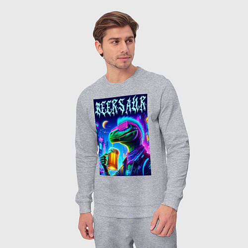 Мужской костюм Пивозавр панк - неоновое свечение / Меланж – фото 3