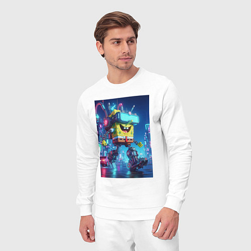 Мужской костюм Cyber Sponge Bob - neon glow fantasy / Белый – фото 3