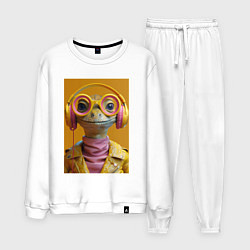 Костюм хлопковый мужской Змея-меломан, цвет: белый