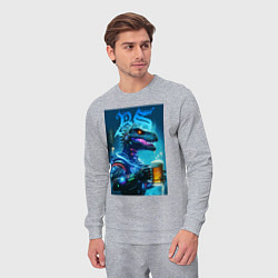 Костюм хлопковый мужской Cyber beersaur with a mug of beer, цвет: меланж — фото 2