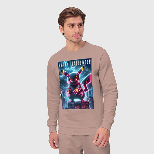 Мужской костюм Pikachu with a cyber claws - halloween / Пыльно-розовый – фото 3