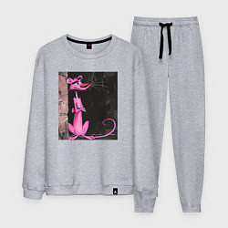 Костюм хлопковый мужской Розовая пантера у стены, цвет: меланж