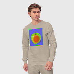 Костюм хлопковый мужской Яблоко на фиолетовом фоне - pop art, цвет: миндальный — фото 2