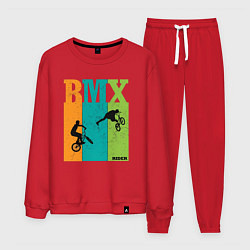 Костюм хлопковый мужской BMX велосипед, цвет: красный