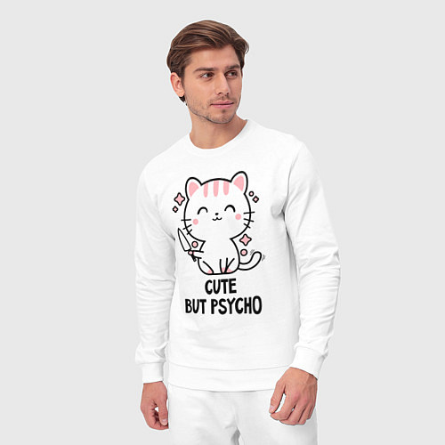 Мужской костюм Cute but psycho - cat / Белый – фото 3