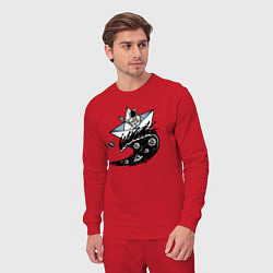 Костюм хлопковый мужской Кораблик на космической волне, цвет: красный — фото 2