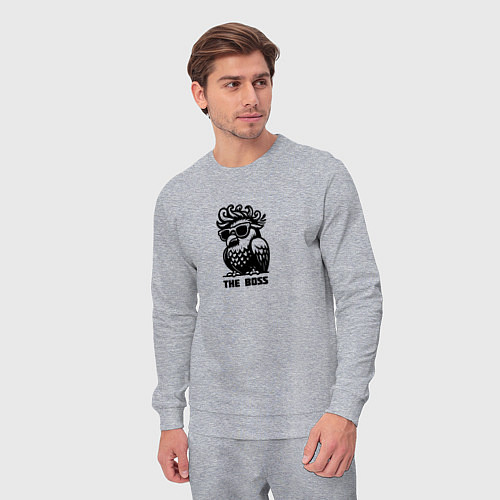 Мужской костюм Крутой голубь в очках и надпись - The Boss / Меланж – фото 3