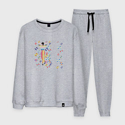 Костюм хлопковый мужской Девушка в цветах, цвет: меланж