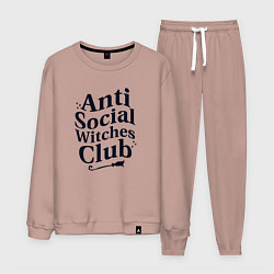 Костюм хлопковый мужской Anti social witches club, цвет: пыльно-розовый