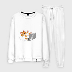 Мужской костюм Милый котик программист усердно печатает