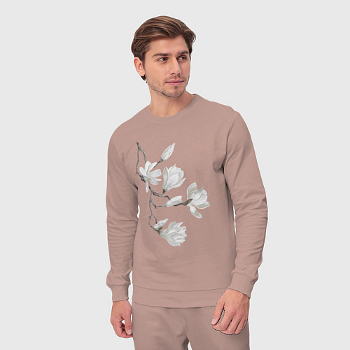 Мужской костюм Цветы акварелью ветки магнолии / Пыльно-розовый – фото 3